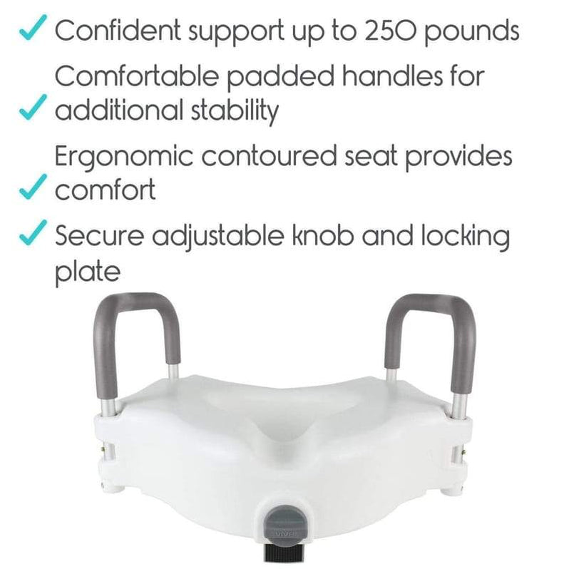Raised Toilet Seat & Handles - Elevated Handicap Riser — Vive Health