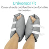 Universal fit. Covers Heels and feet for comfortable recoveries