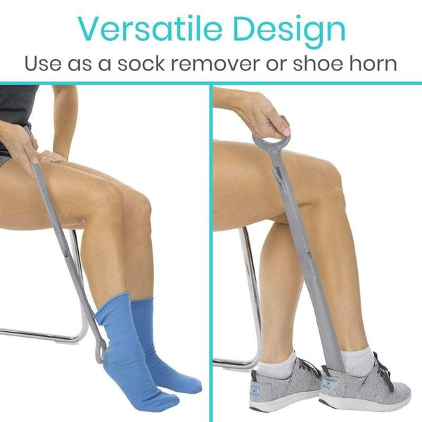Long Handled Shoe Horn with Sock Remover - Vive Health