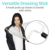 Versatile Dressing Stick, S hook pulls up slacks & assists with shirts
