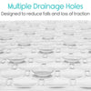 Multiple drainage holes. Designed to reduce falls and loss of traction